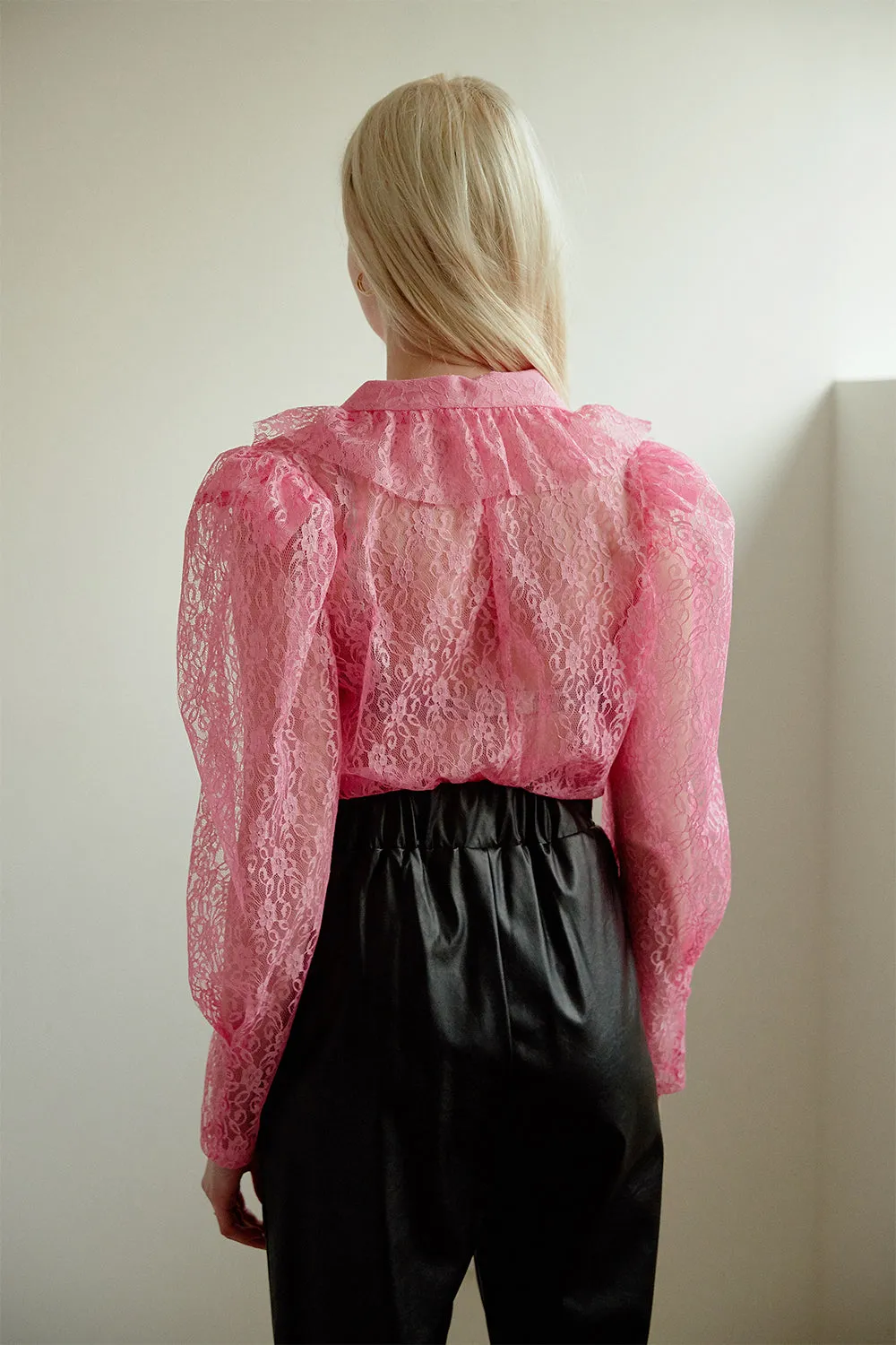 Giana Ruffle See Thru Lace Blouse