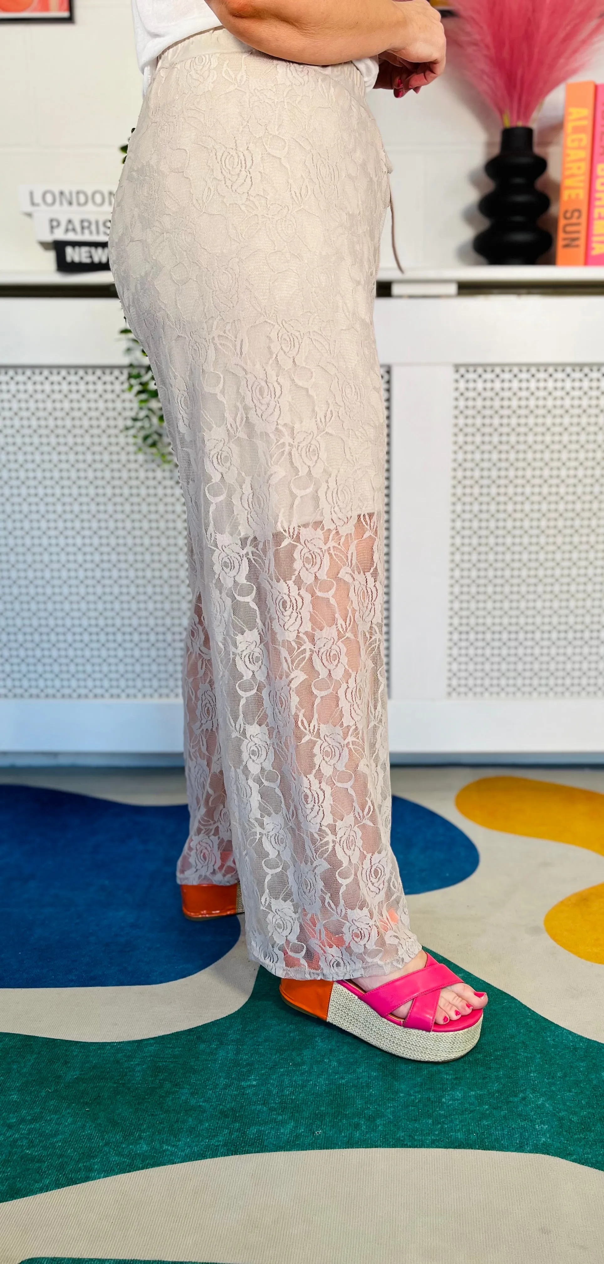 Glam Up Lace Trousers - Mocha