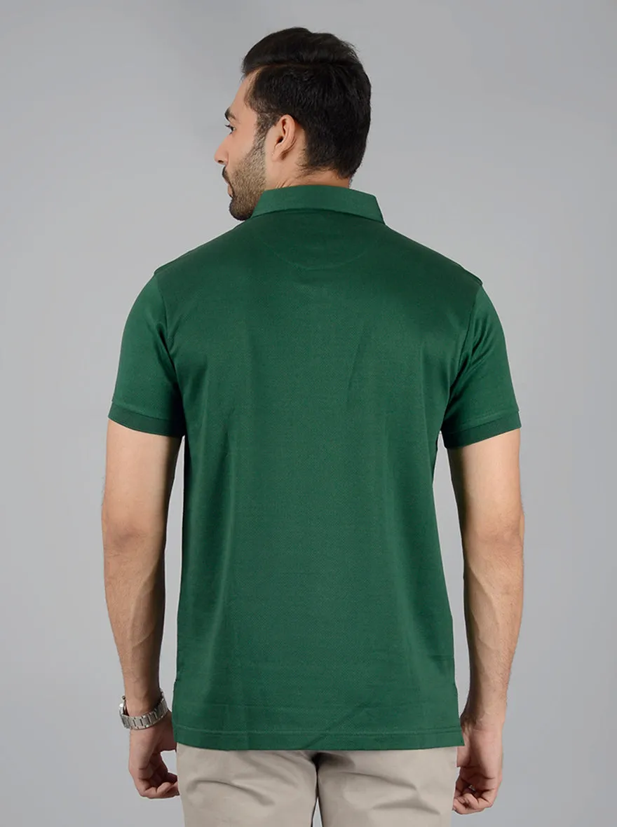 Green Solid Slim Fit Polo T-Shirt | JadeBlue