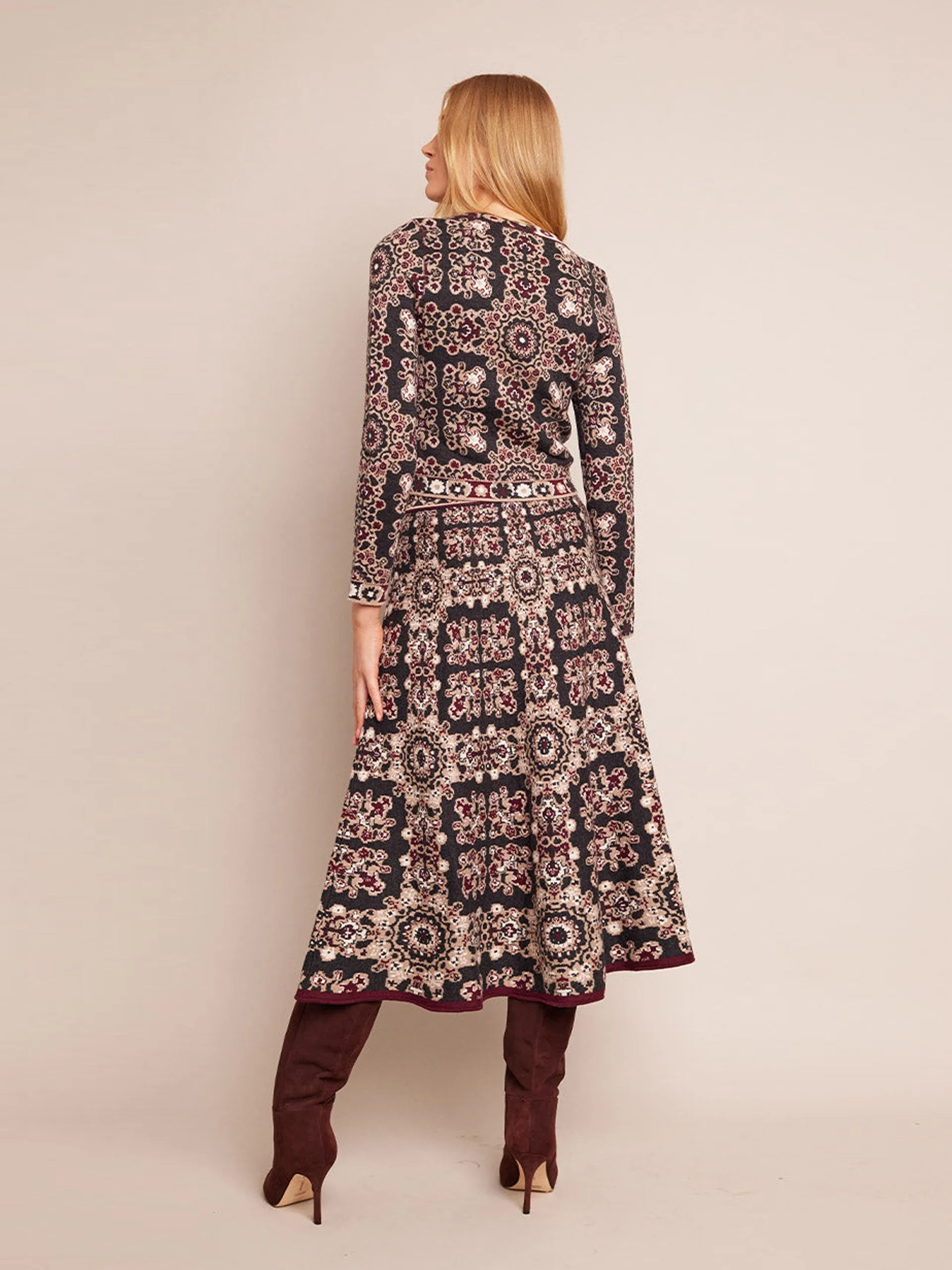 Grey maroon rita tile Tiffany skirt