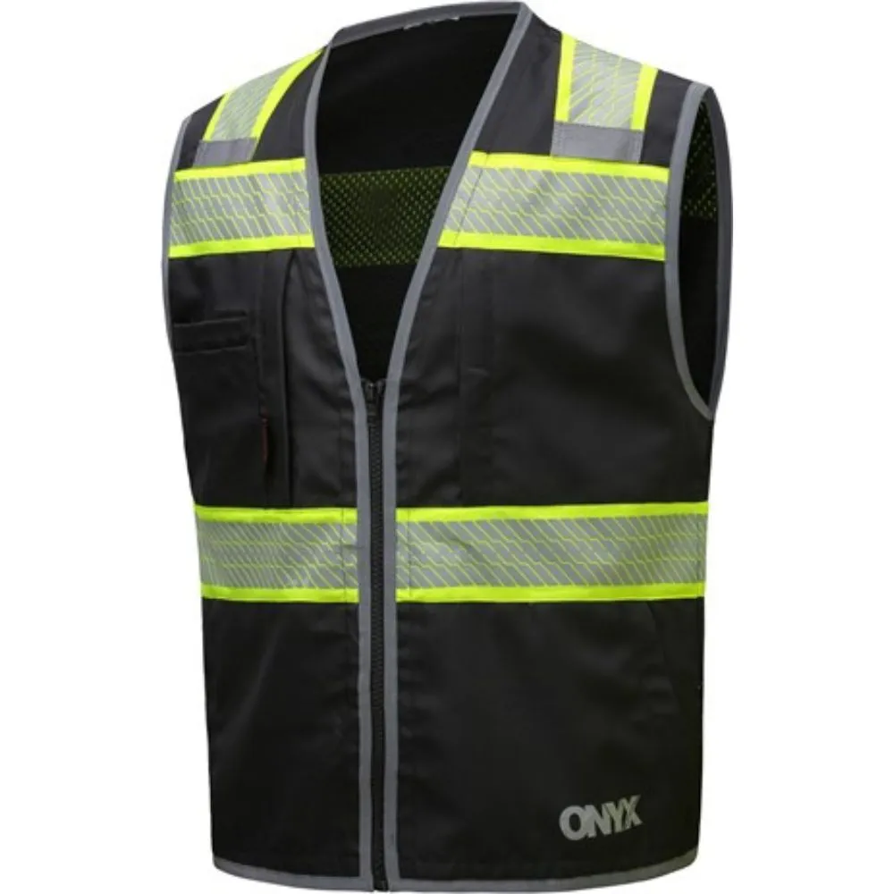GSS 1517 Onyx Black Safety Vest With Contrasting Trim
