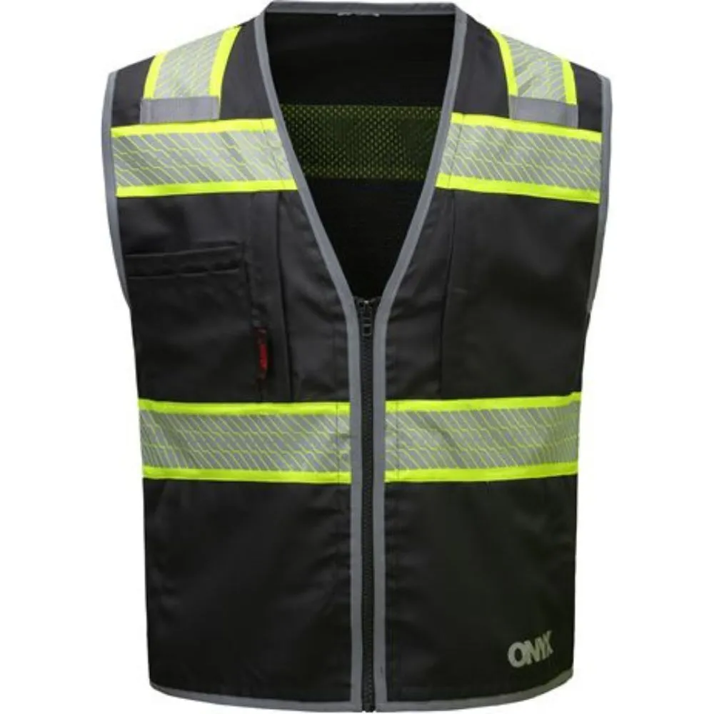 GSS 1517 Onyx Black Safety Vest With Contrasting Trim