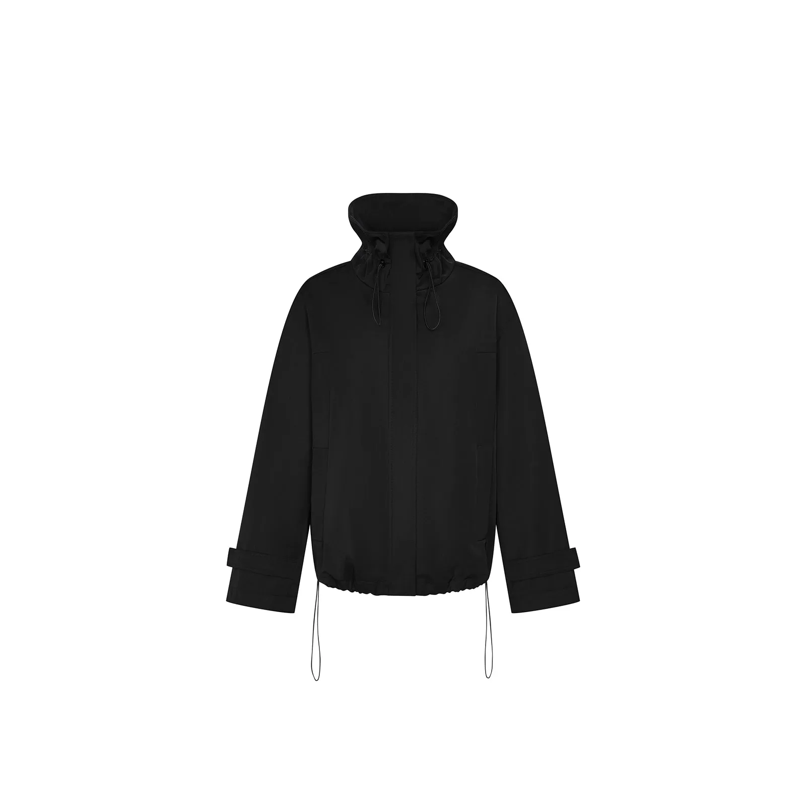 High Collar Drawstring Anorak Jacket