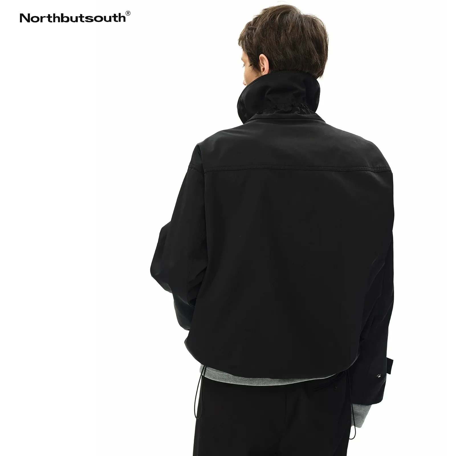 High Collar Drawstring Anorak Jacket