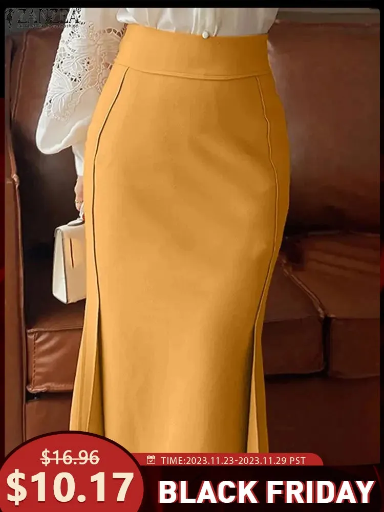 jf23 Package Hip High Waist Fishtail Skirts Elegant Women Evangelical Knee-length Saias Office Mermaid Skirts Fashion 2023