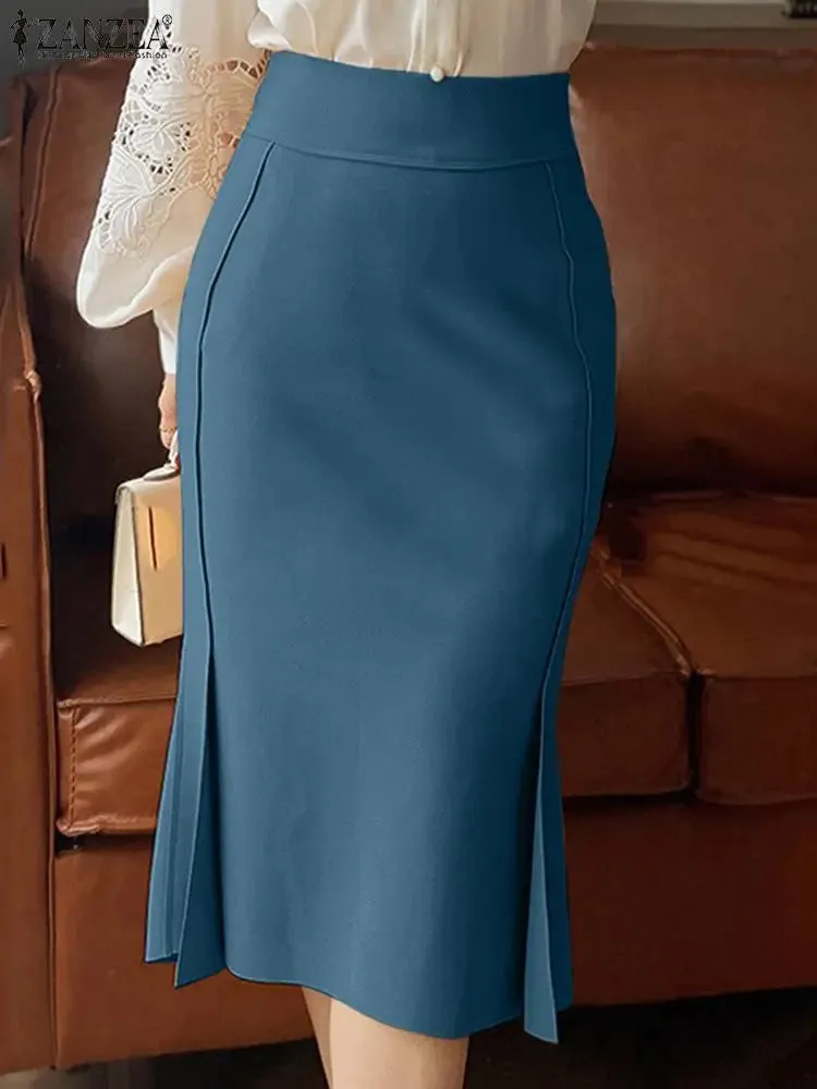 jf23 Package Hip High Waist Fishtail Skirts Elegant Women Evangelical Knee-length Saias Office Mermaid Skirts Fashion 2023