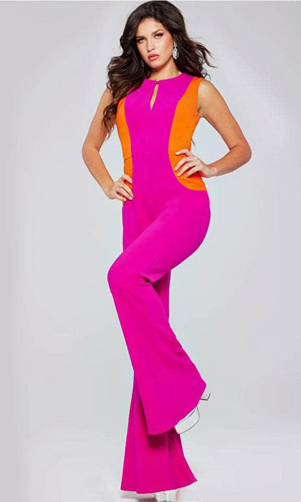 Jovani 42801 Sleeveless Jumpsuit with Jewel Neckline