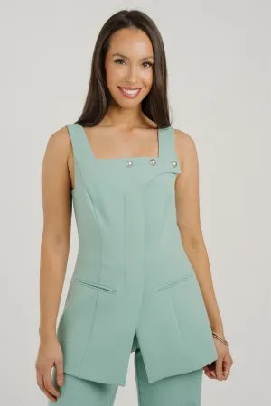 Kayla Asymmetric Waistcoat In Sage
