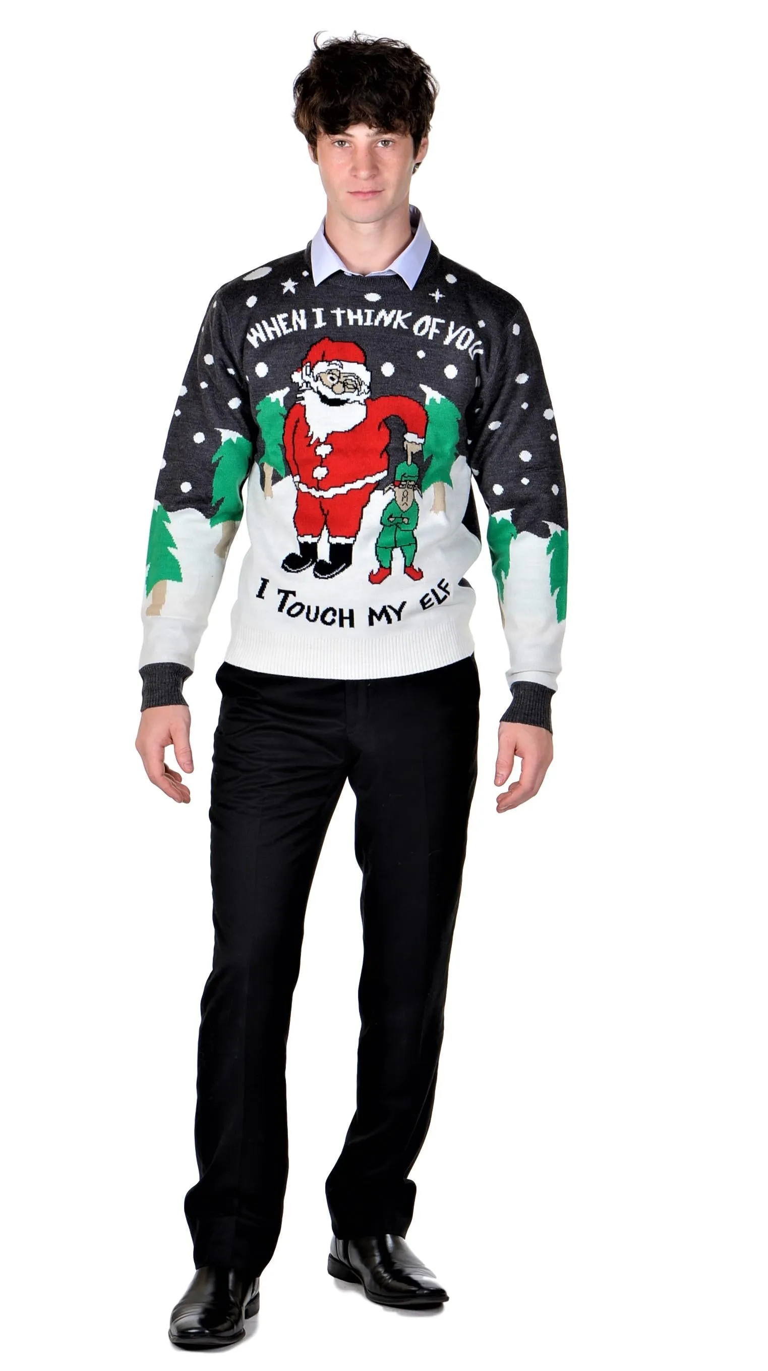 KESIS Ugly Christmas Sweater for Men and Women, Crew Neck Long Sleeve Santa Elf Xmas Pullover