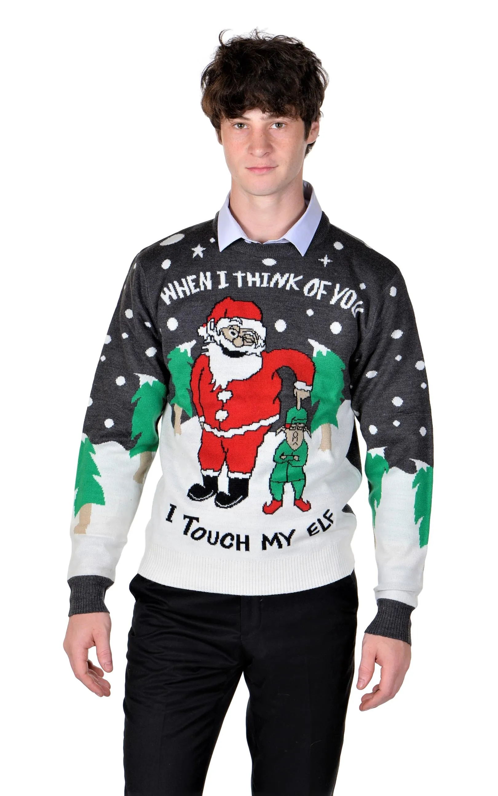 KESIS Ugly Christmas Sweater for Men and Women, Crew Neck Long Sleeve Santa Elf Xmas Pullover