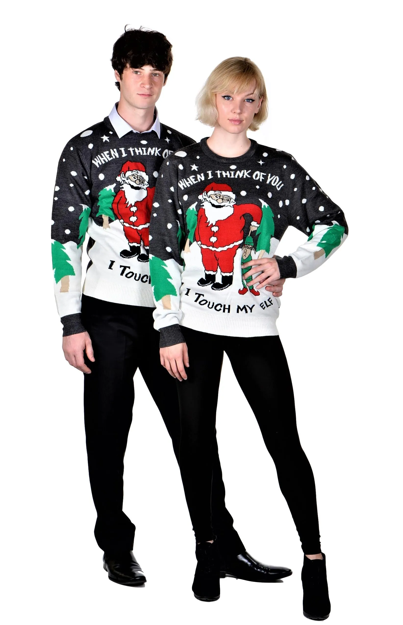 KESIS Ugly Christmas Sweater for Men and Women, Crew Neck Long Sleeve Santa Elf Xmas Pullover