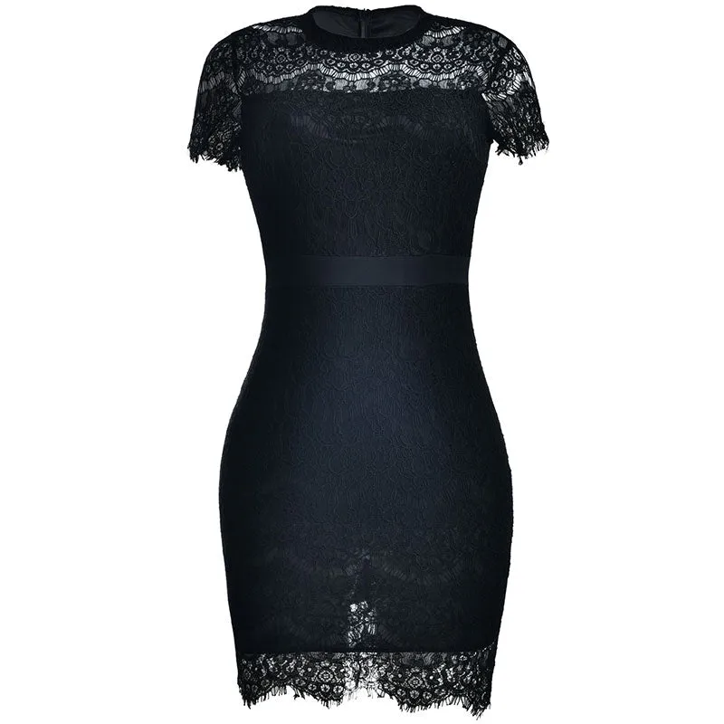 Lace Black Flower Chic Dress #Lace #Black