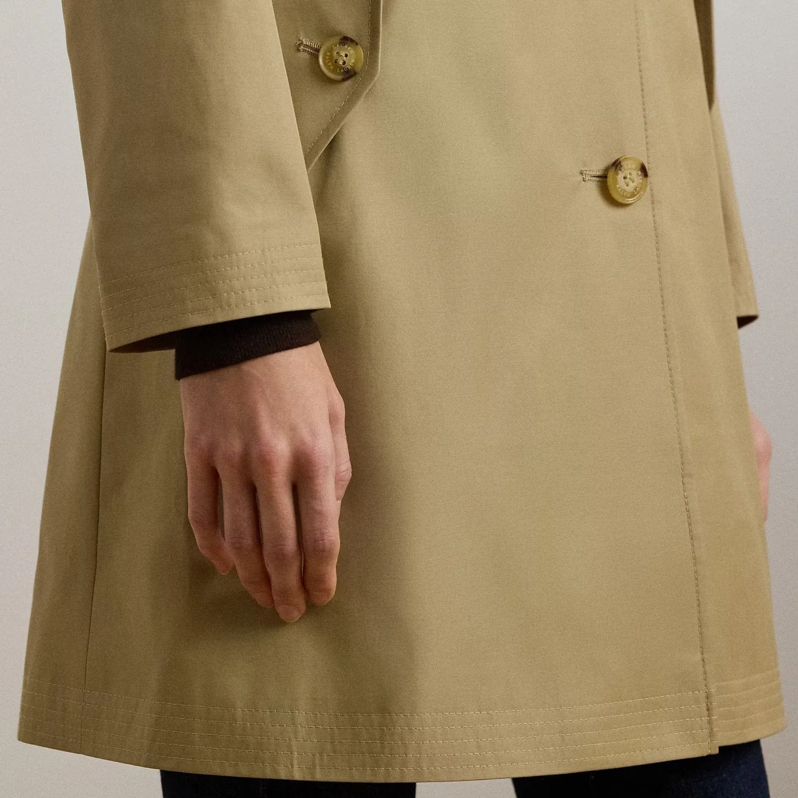 Lauren Ralph Lauren Hooded Cotton-Blend Balmacaan Coat In Birch Tan