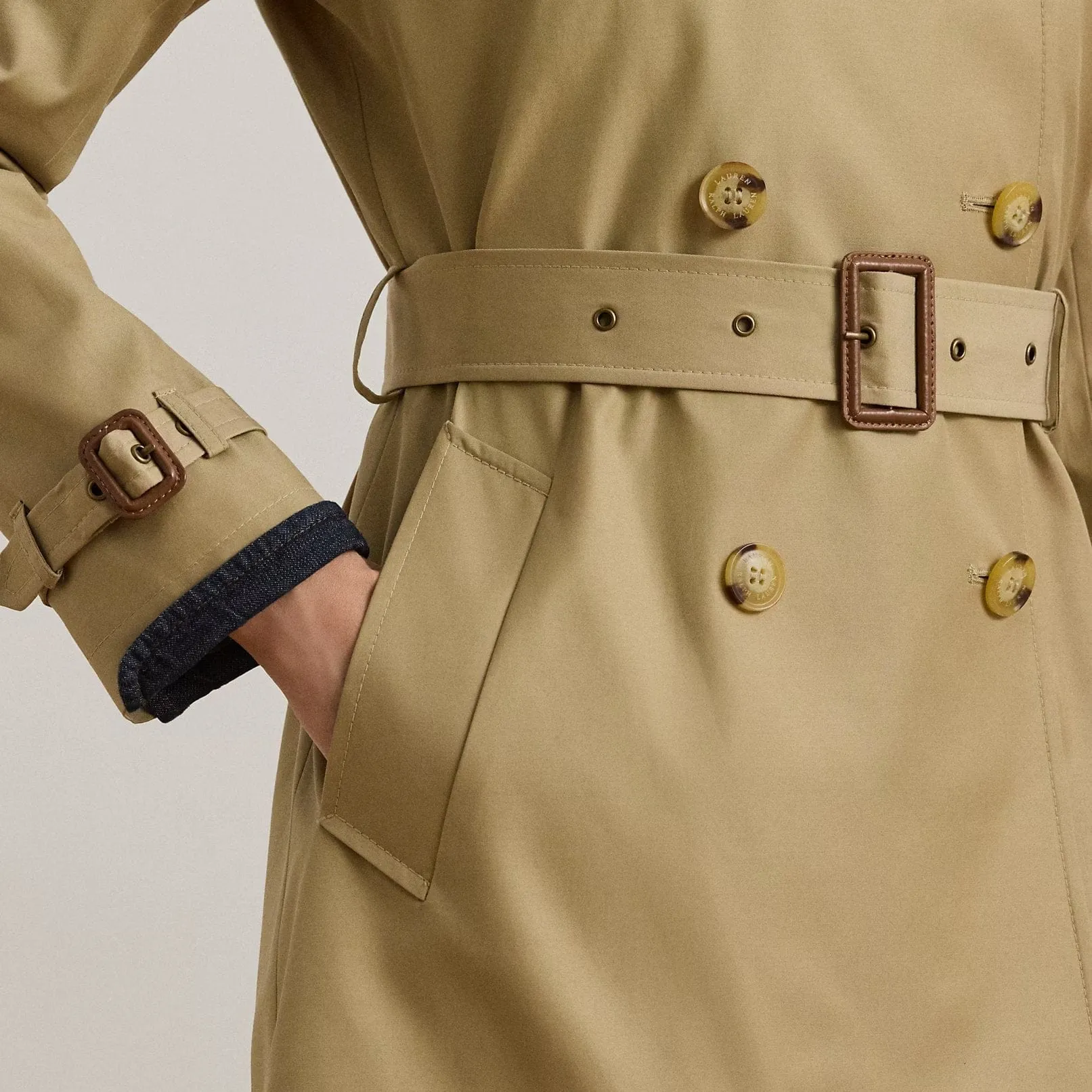 Lauren Ralph Lauren Hooded Cotton-Blend Balmacaan Coat In Birch Tan