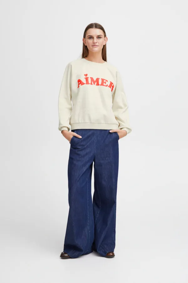 Lela Brushed Sweatshirt in Almond Milk