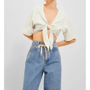 Linen Cropped SS Shirt - JJXX