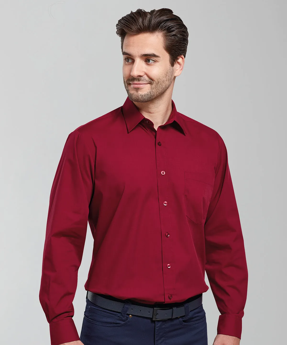 Long sleeve poplin shirt | Dark Grey*