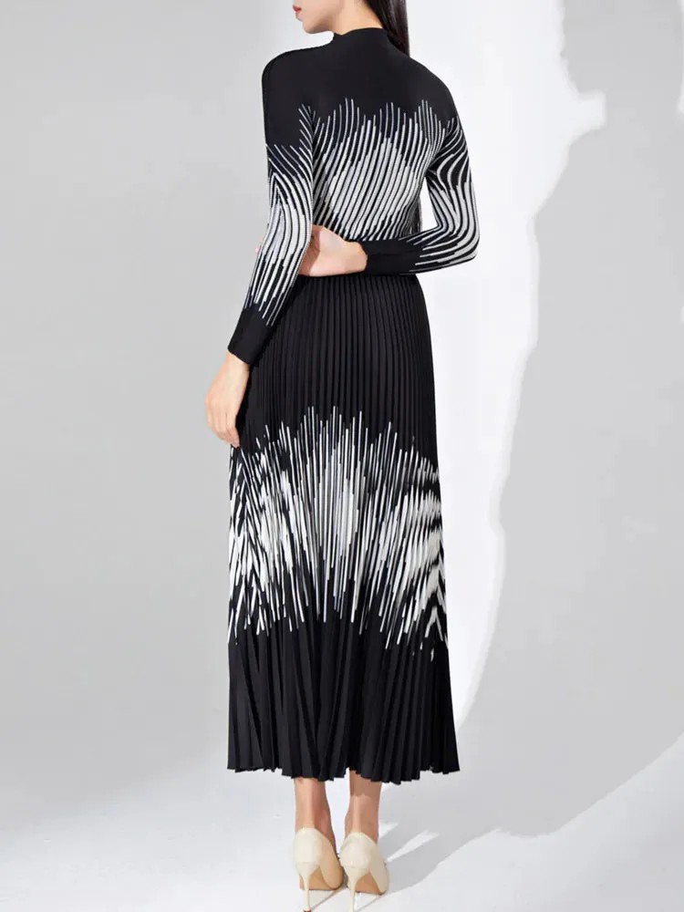 Long Sleeves Slim Tops High Waist A-line Skirts