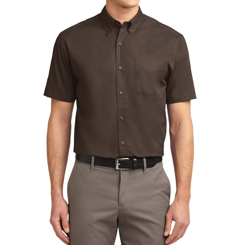 Men's Short Sleeve Wrinkle Resistance Easy Care Button Down Collar Shirt