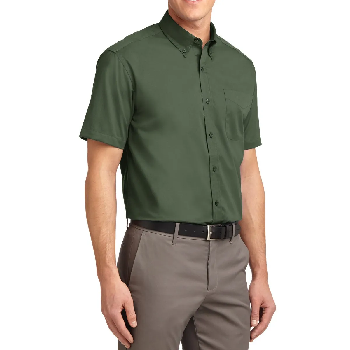 Men's Short Sleeve Wrinkle Resistance Easy Care Button Down Collar Shirt