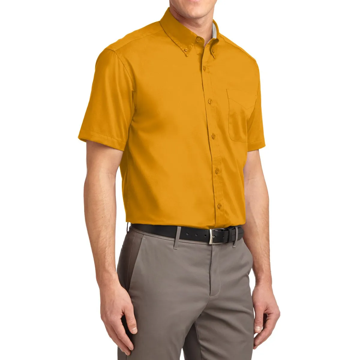 Men's Short Sleeve Wrinkle Resistance Easy Care Button Down Collar Shirt
