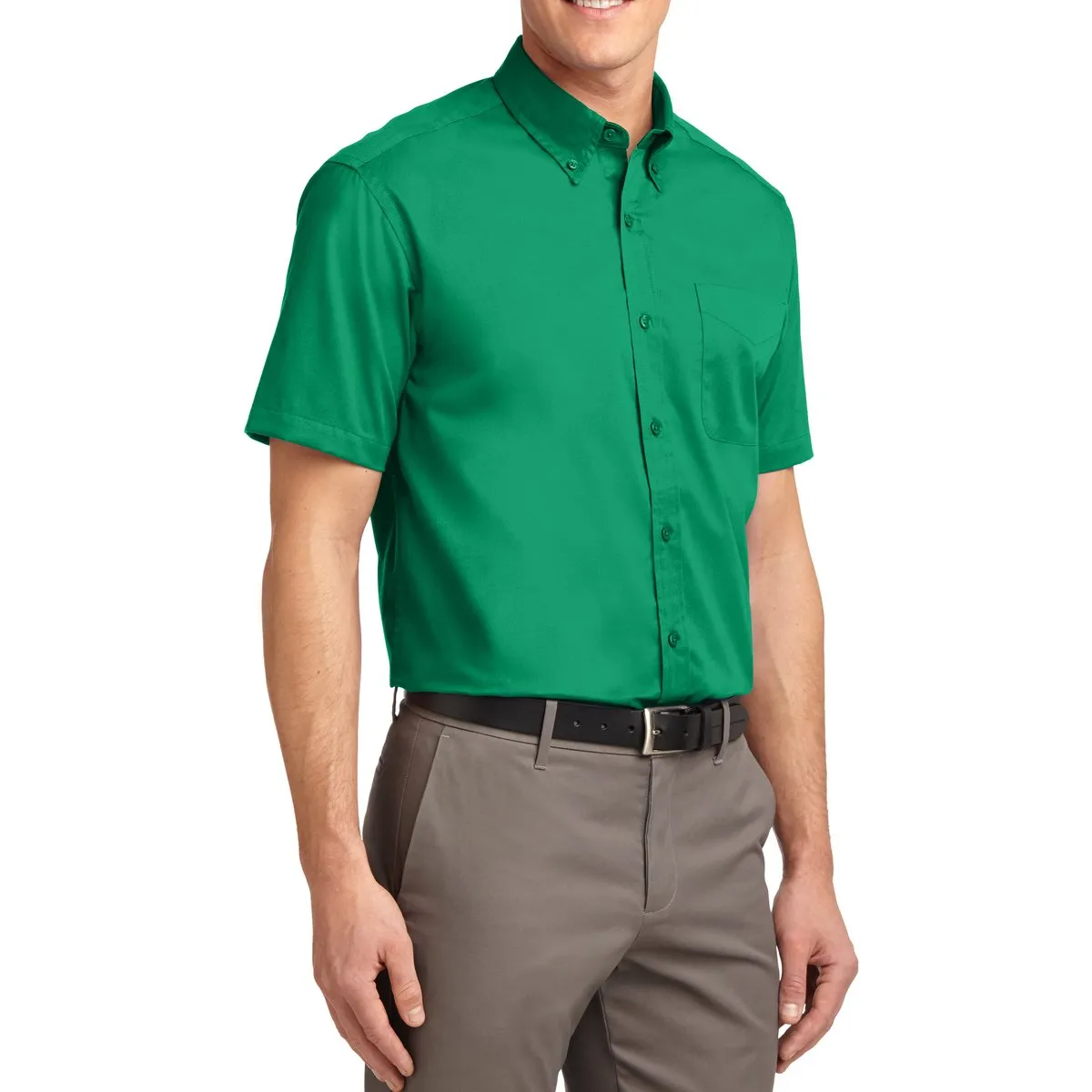 Men's Short Sleeve Wrinkle Resistance Easy Care Button Down Collar Shirt