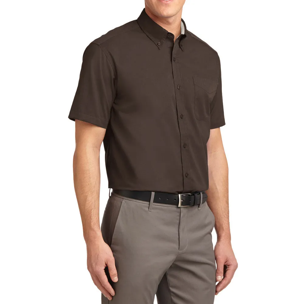 Men's Short Sleeve Wrinkle Resistance Easy Care Button Down Collar Shirt