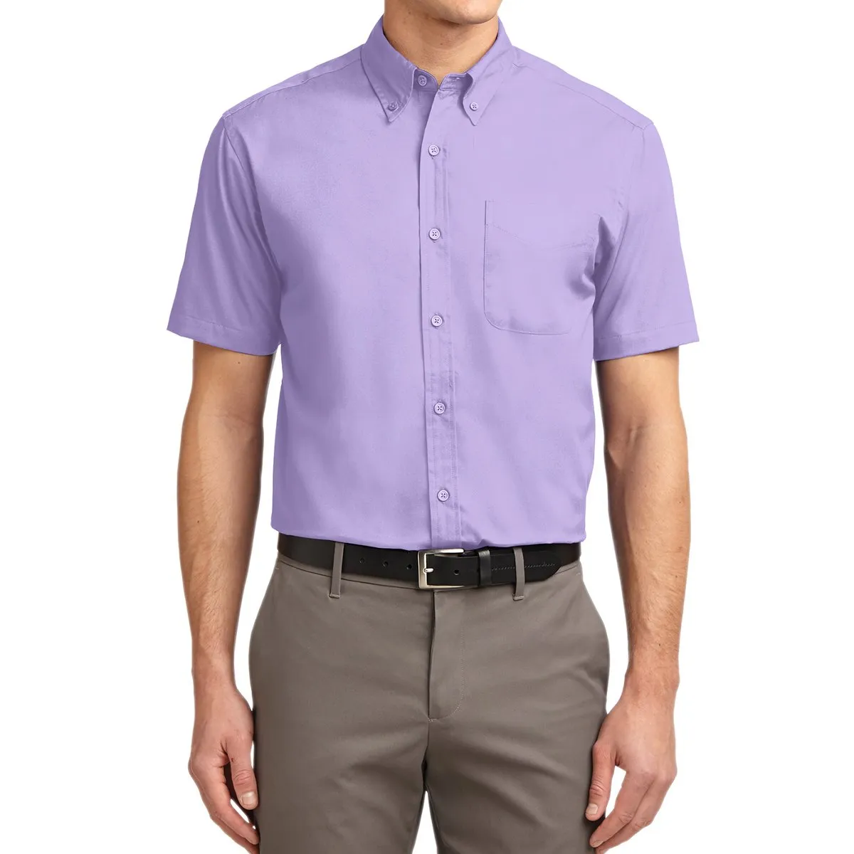 Men's Short Sleeve Wrinkle Resistance Easy Care Button Down Collar Shirt