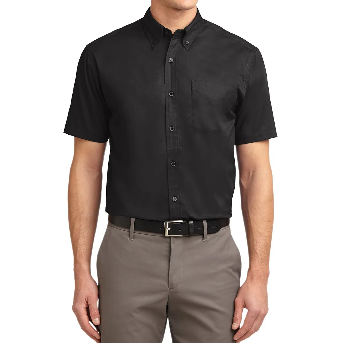 Men's Short Sleeve Wrinkle Resistance Easy Care Button Down Collar Shirt