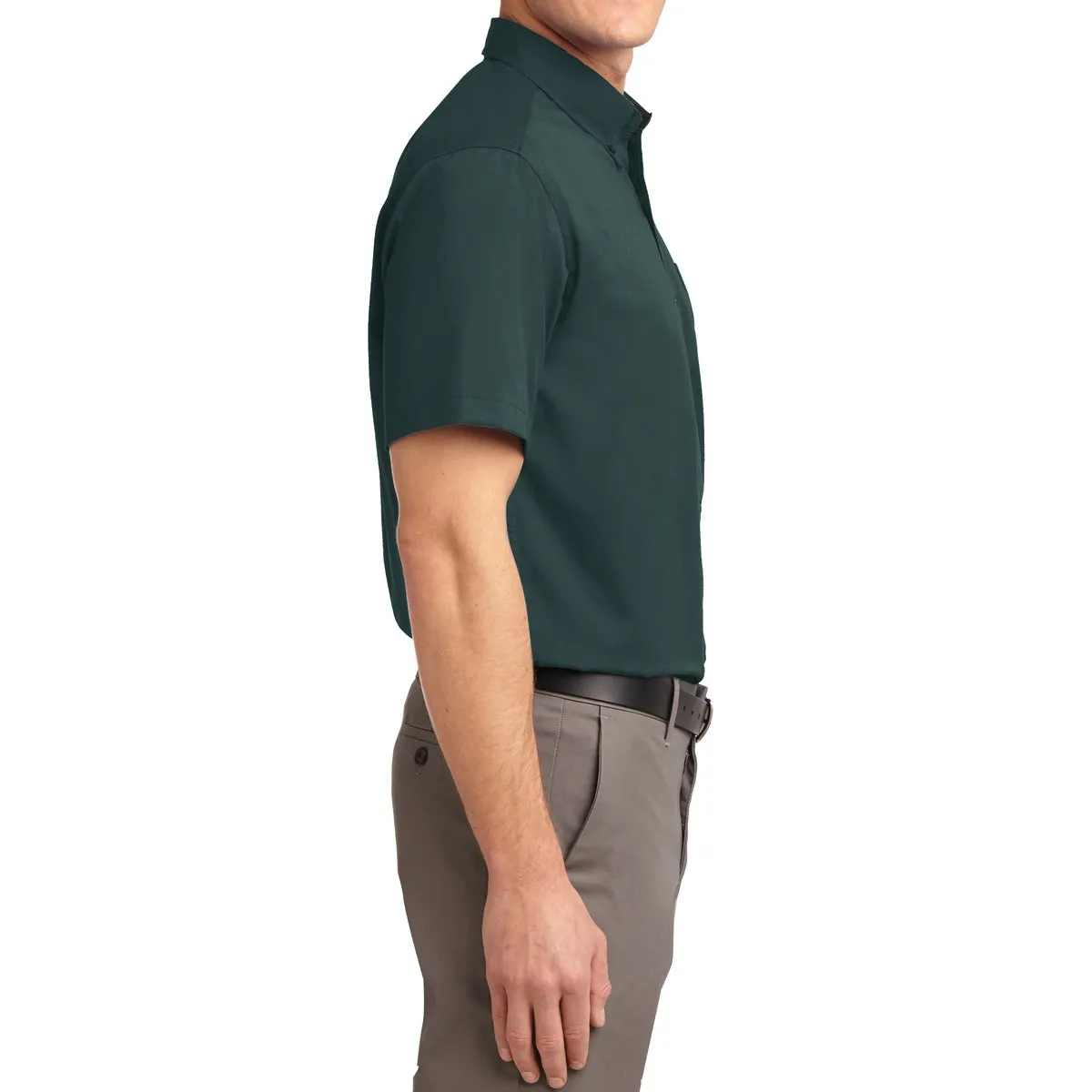 Men's Short Sleeve Wrinkle Resistance Easy Care Button Down Collar Shirt