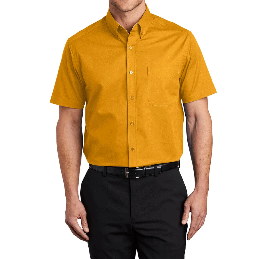 Men's Short Sleeve Wrinkle Resistance Easy Care Button Down Collar Shirt