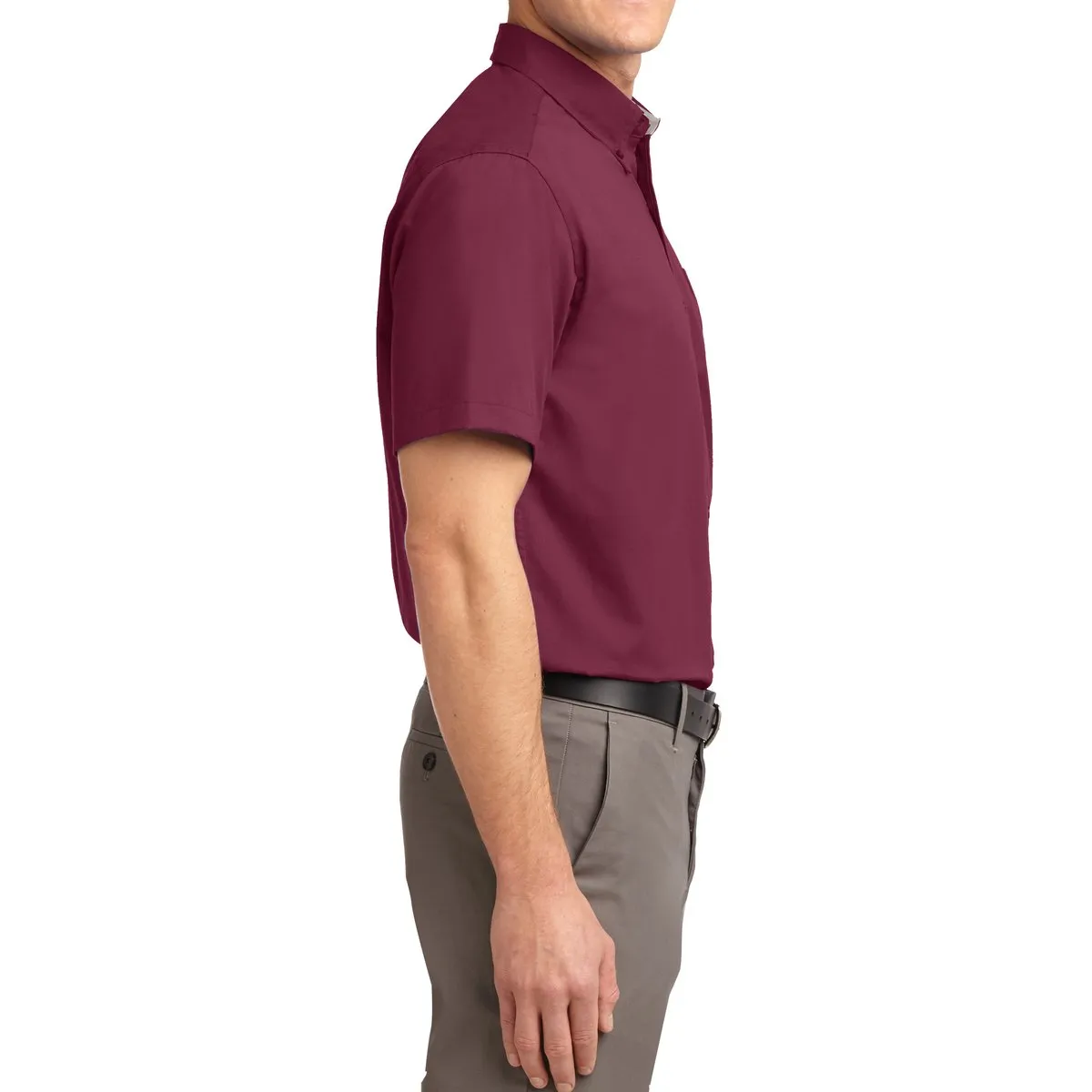 Men's Short Sleeve Wrinkle Resistance Easy Care Button Down Collar Shirt