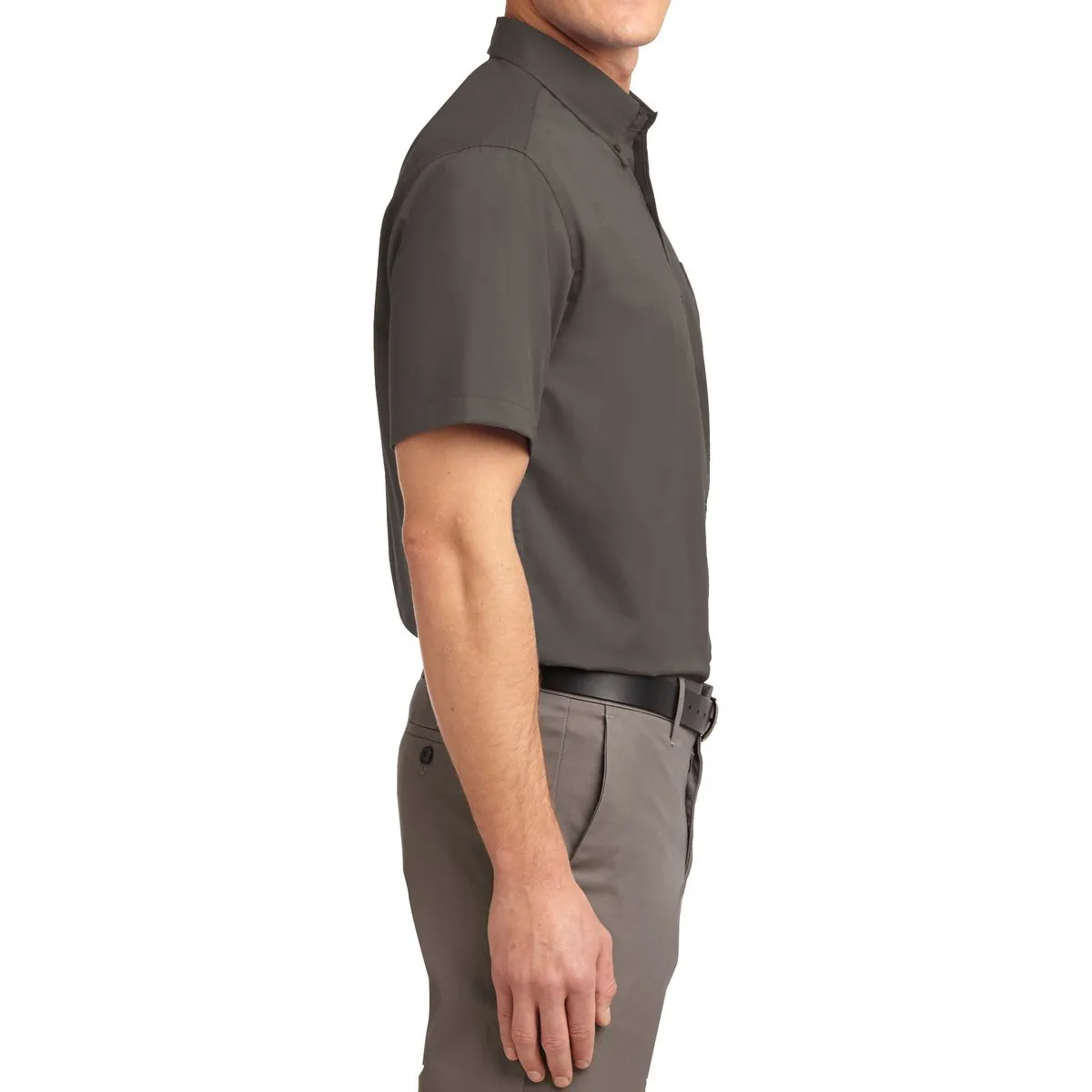 Men's Short Sleeve Wrinkle Resistance Easy Care Button Down Collar Shirt