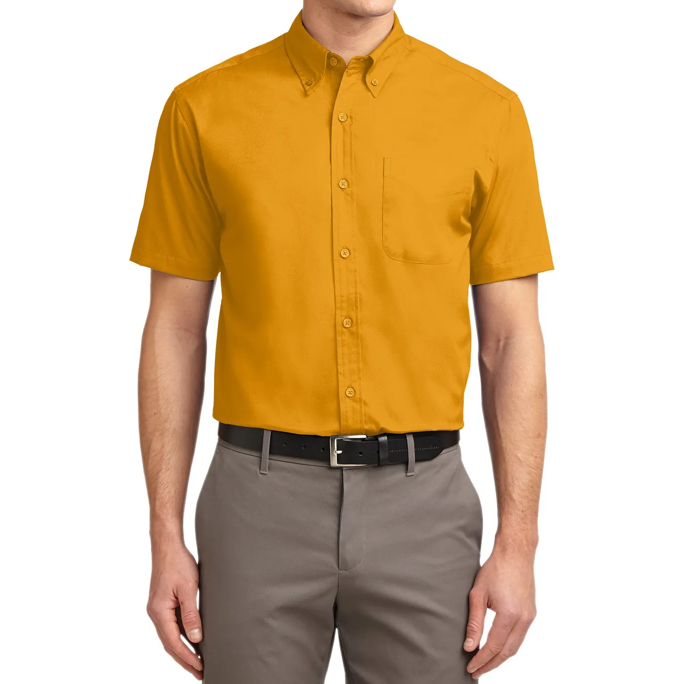 Men's Short Sleeve Wrinkle Resistance Easy Care Button Down Collar Shirt
