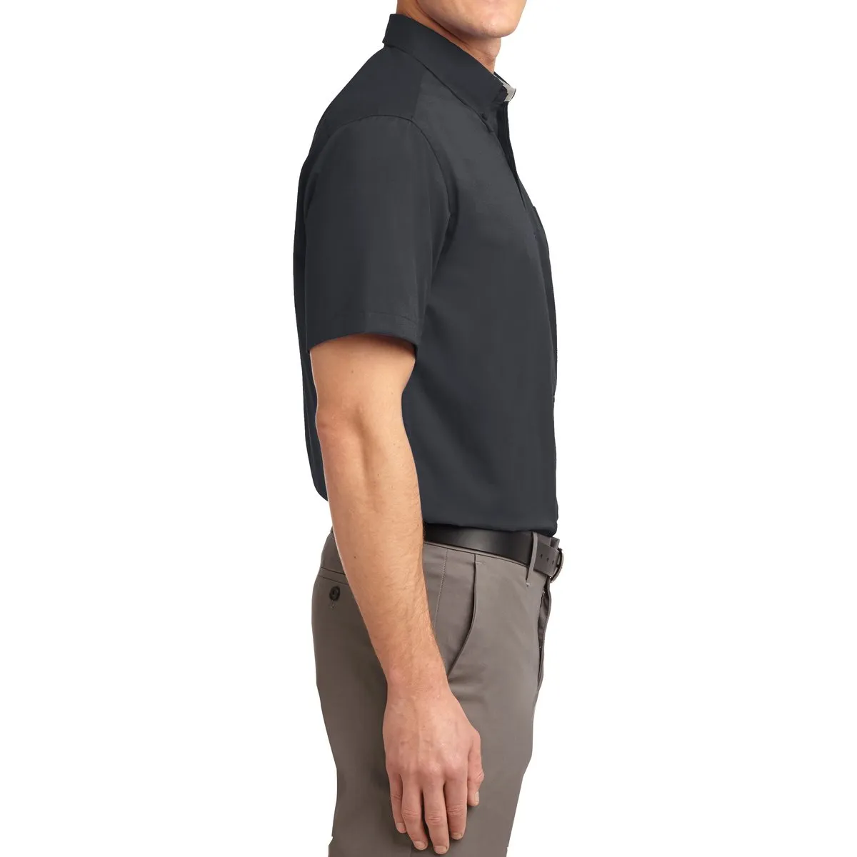 Men's Short Sleeve Wrinkle Resistance Easy Care Button Down Collar Shirt