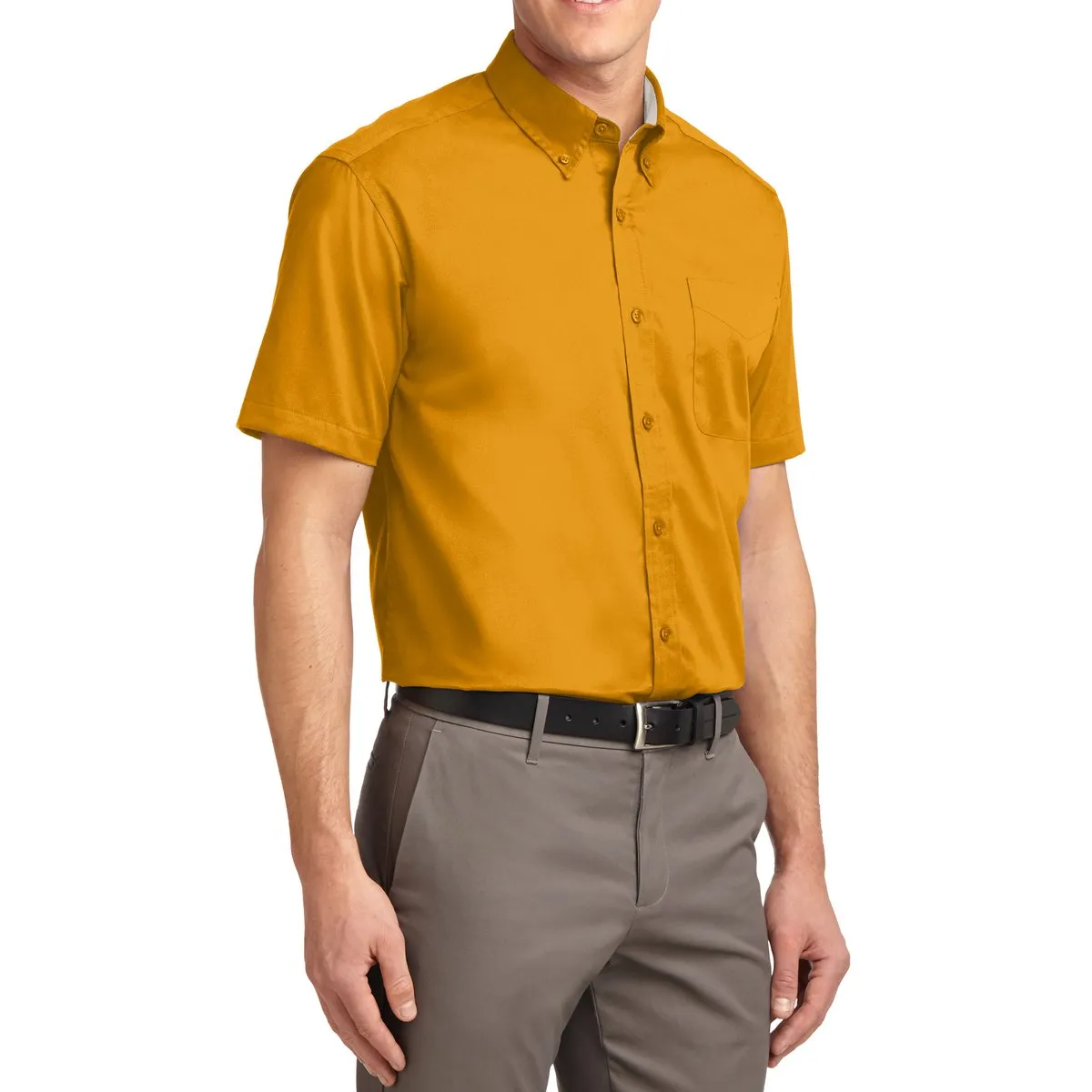 Men's Short Sleeve Wrinkle Resistance Easy Care Button Down Collar Shirt