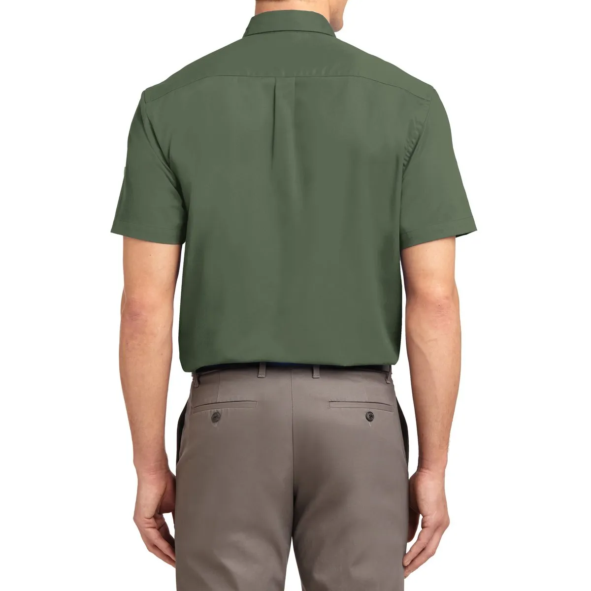 Men's Short Sleeve Wrinkle Resistance Easy Care Button Down Collar Shirt
