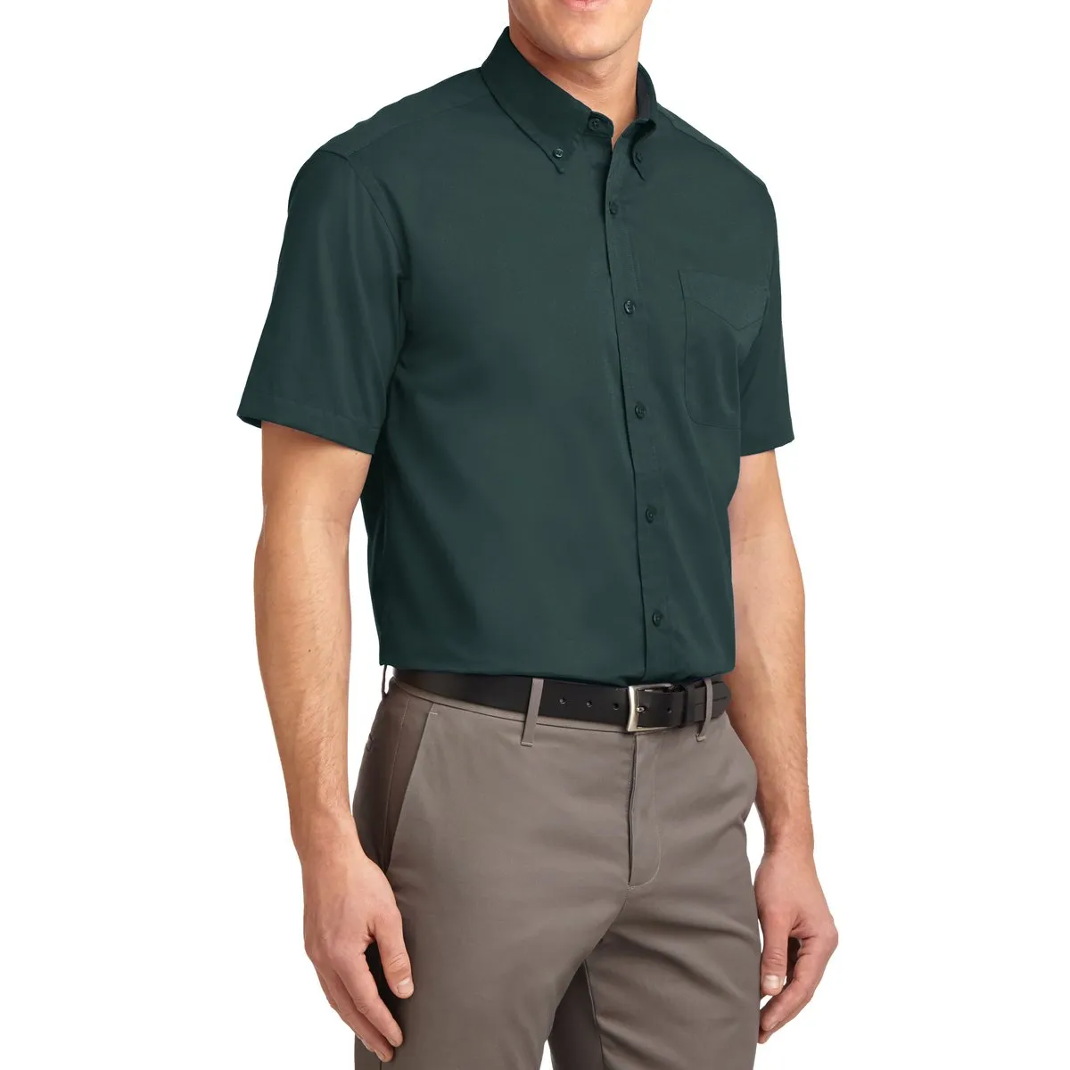 Men's Short Sleeve Wrinkle Resistance Easy Care Button Down Collar Shirt
