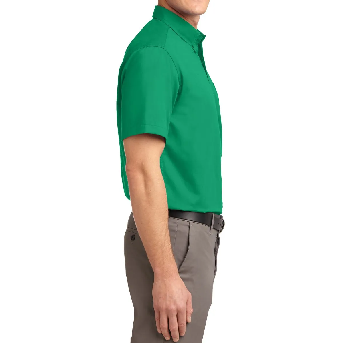 Men's Short Sleeve Wrinkle Resistance Easy Care Button Down Collar Shirt