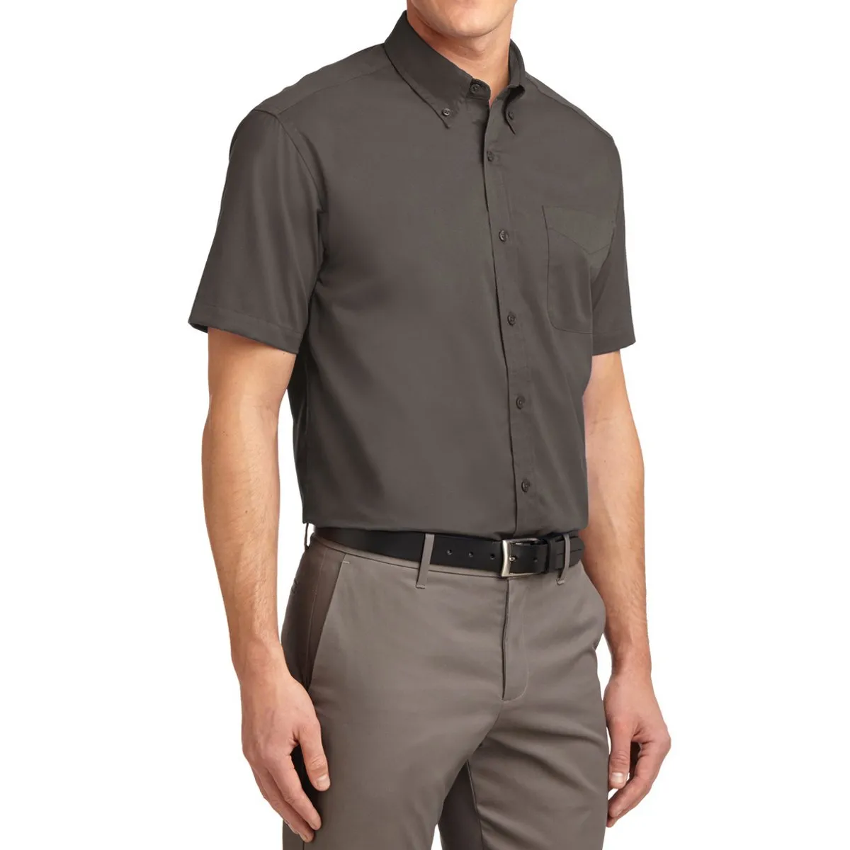 Men's Short Sleeve Wrinkle Resistance Easy Care Button Down Collar Shirt
