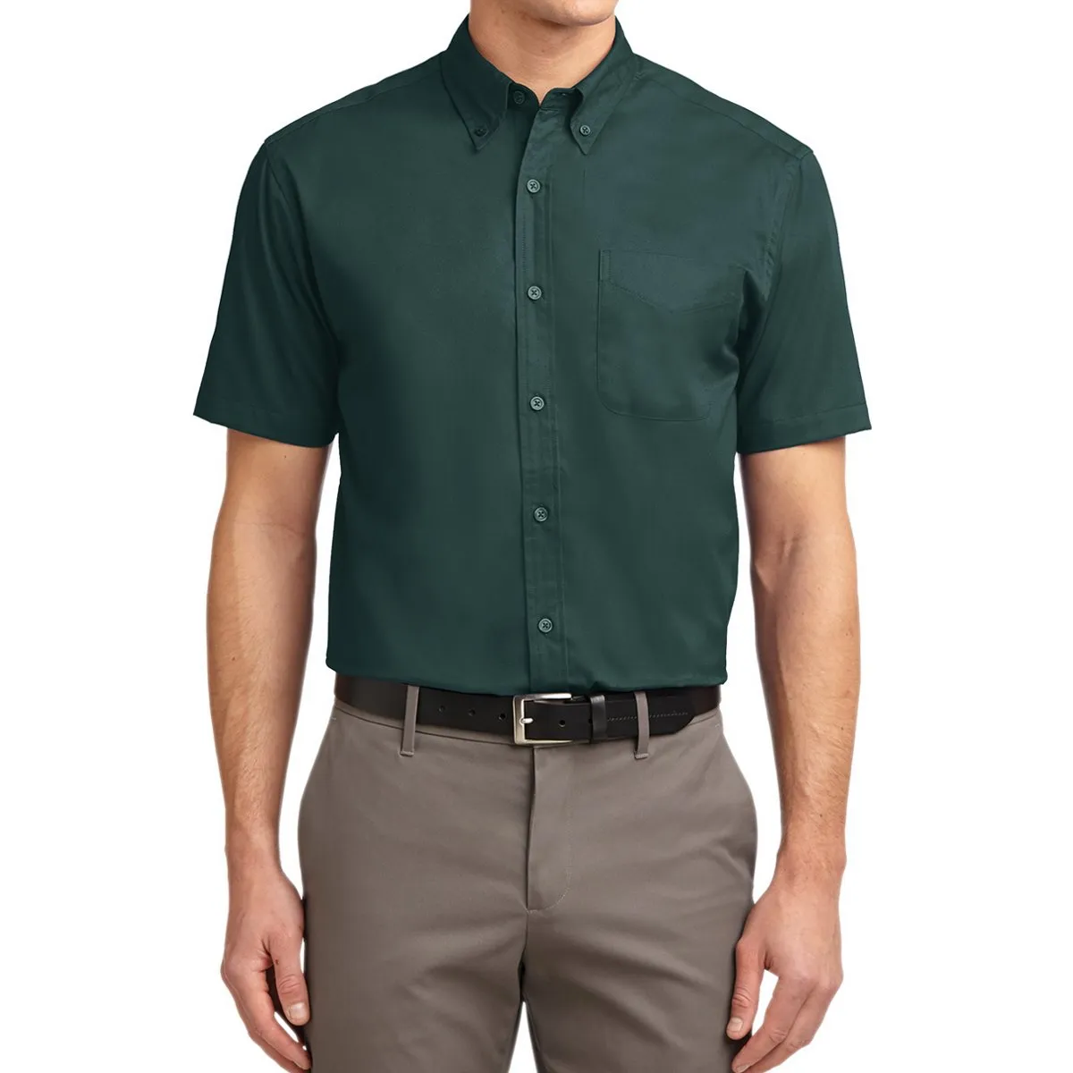 Men's Short Sleeve Wrinkle Resistance Easy Care Button Down Collar Shirt
