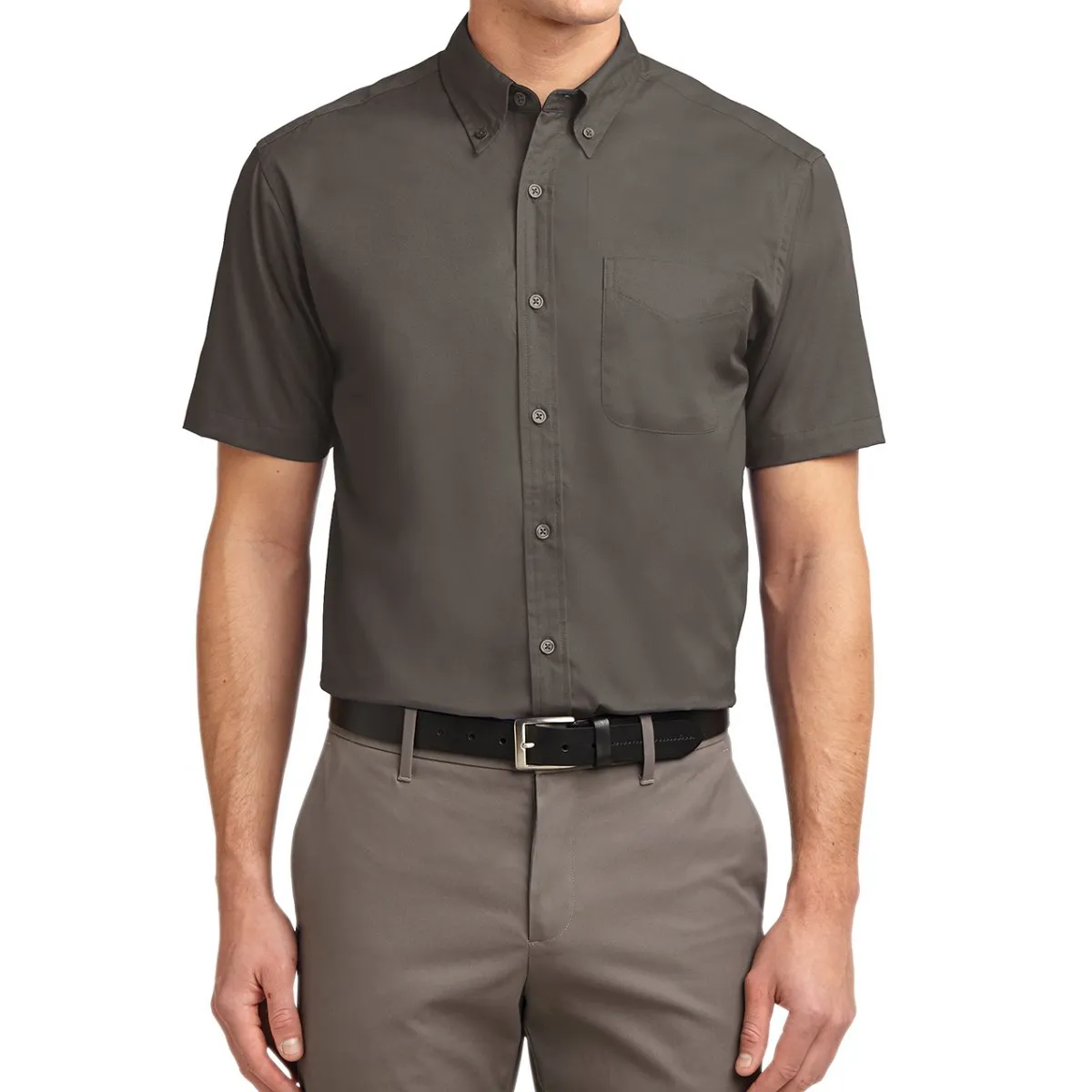 Men's Short Sleeve Wrinkle Resistance Easy Care Button Down Collar Shirt