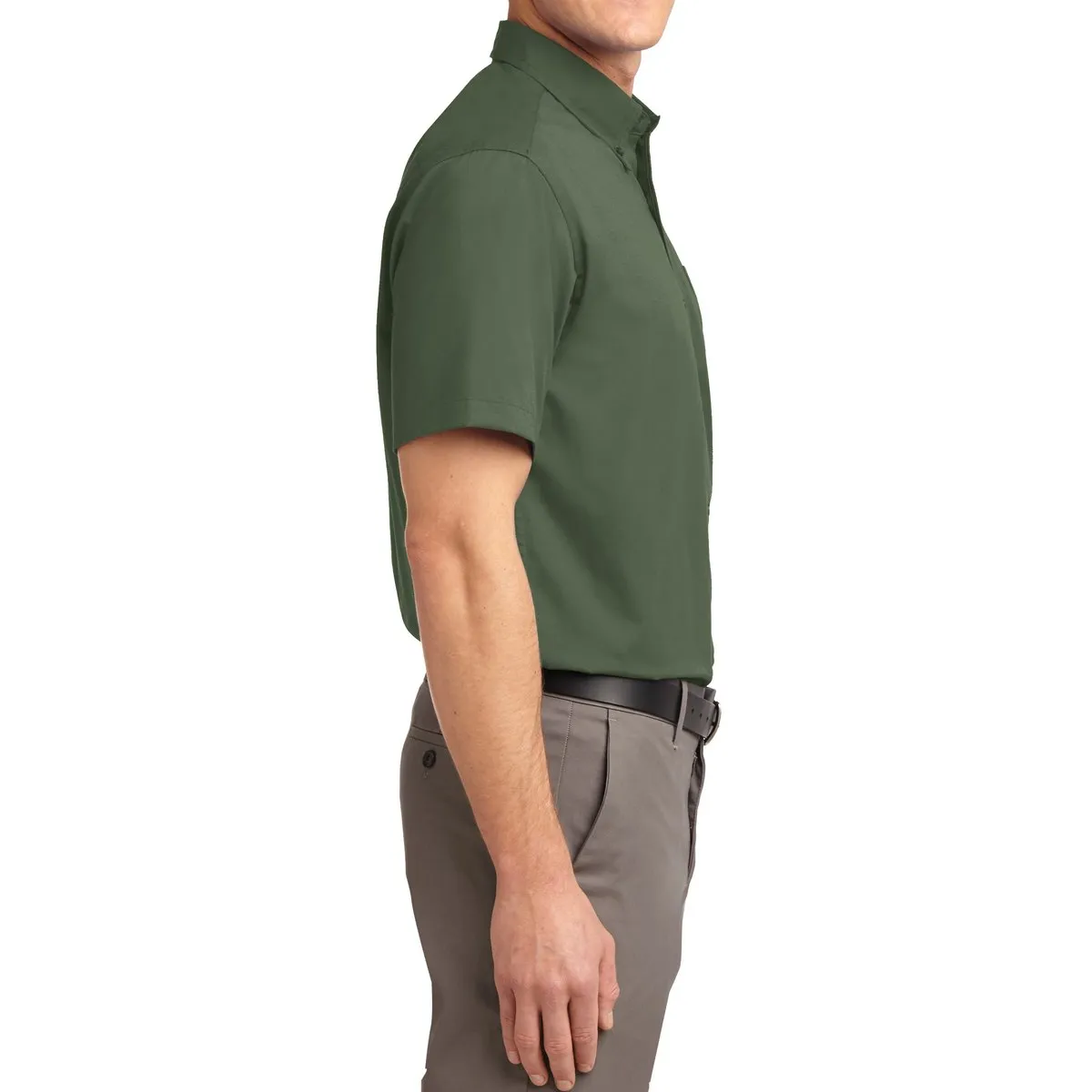 Men's Short Sleeve Wrinkle Resistance Easy Care Button Down Collar Shirt