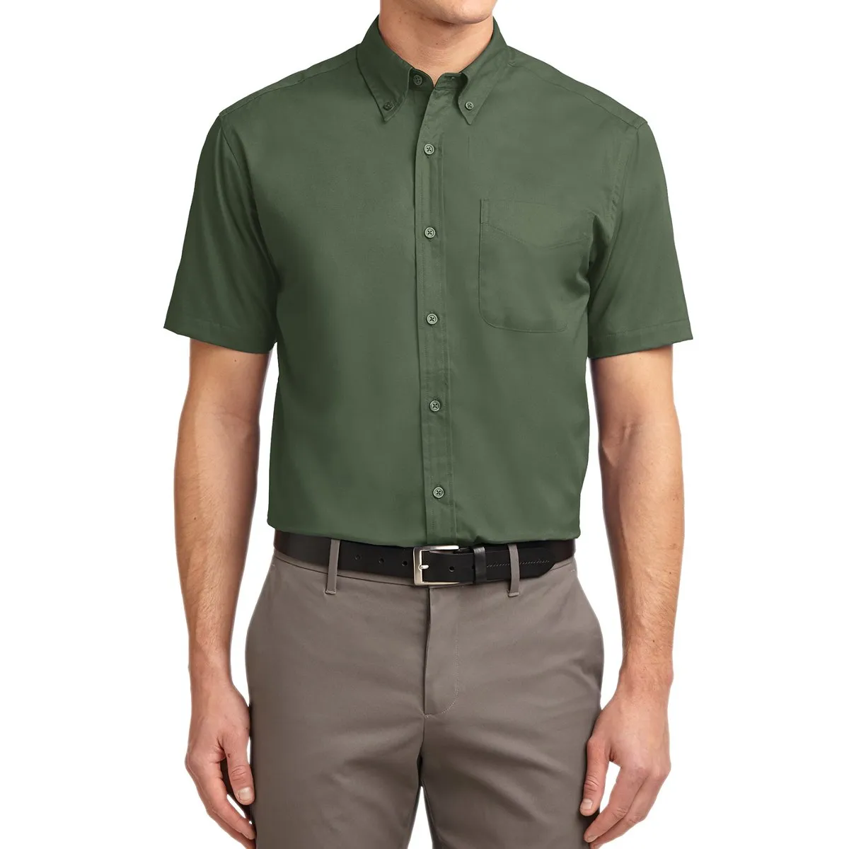 Men's Short Sleeve Wrinkle Resistance Easy Care Button Down Collar Shirt