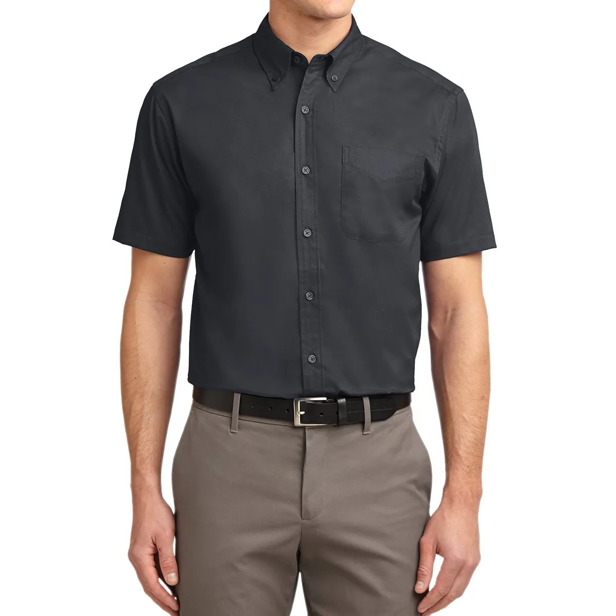 Men's Short Sleeve Wrinkle Resistance Easy Care Button Down Collar Shirt