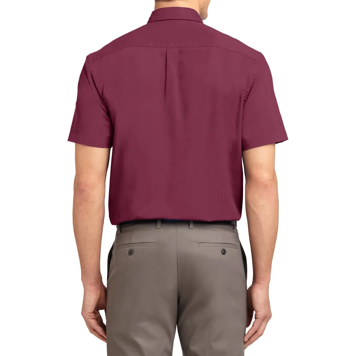 Men's Short Sleeve Wrinkle Resistance Easy Care Button Down Collar Shirt