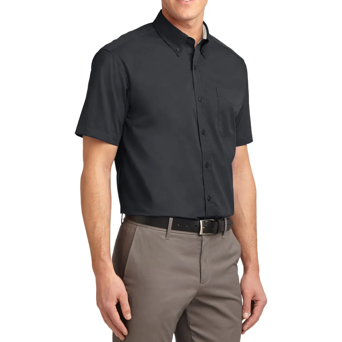 Men's Short Sleeve Wrinkle Resistance Easy Care Button Down Collar Shirt