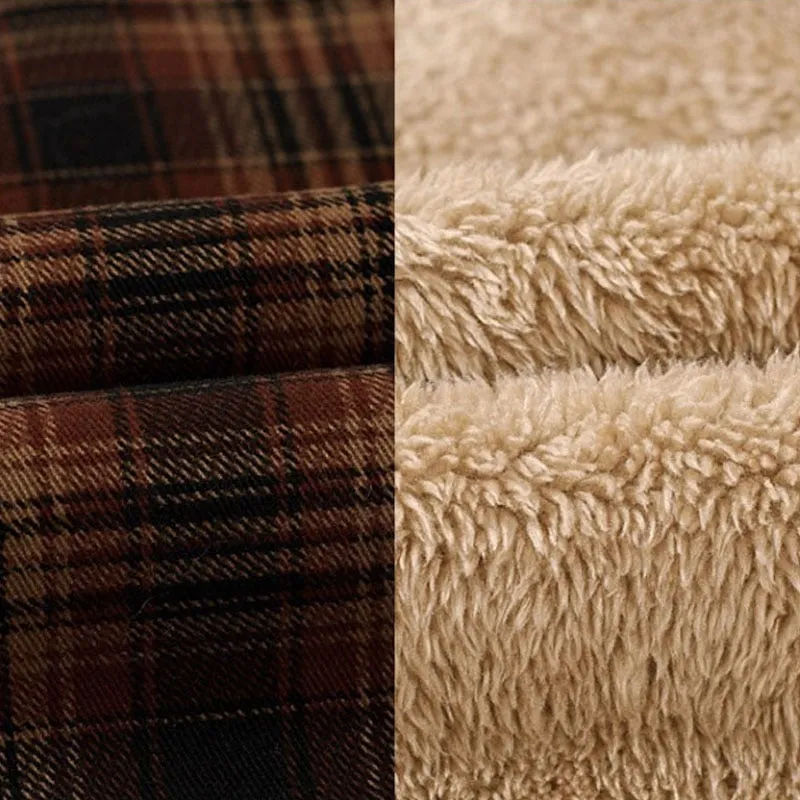 Men's Winter Warm Wool Plaid Cotton Shirt Jacket