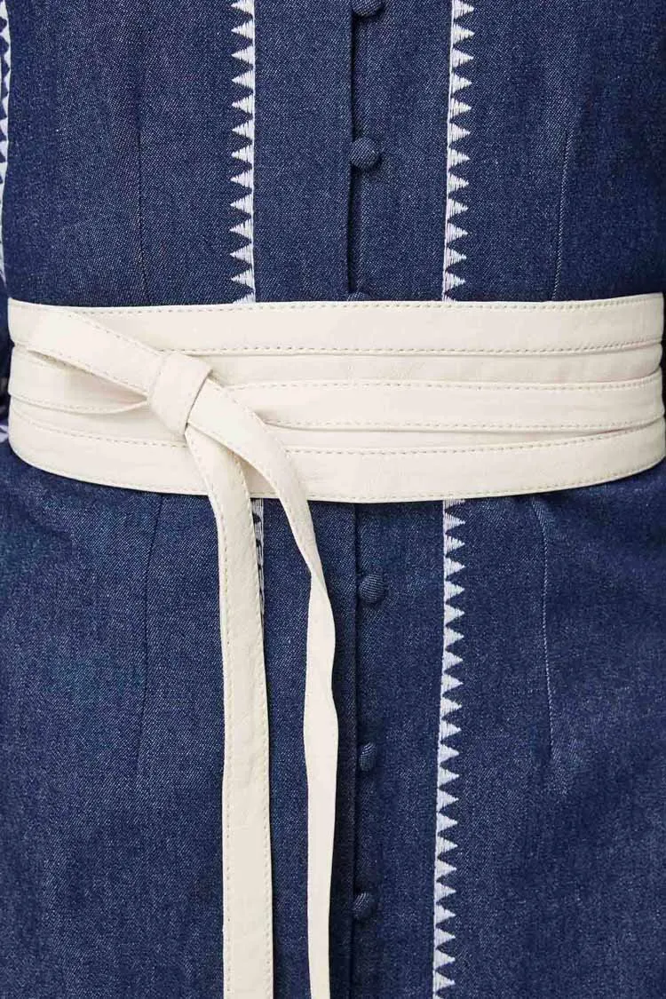Milton Leather Belt in Ivory