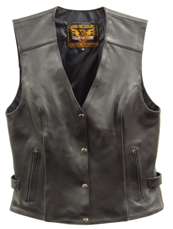 Milwaukee Leather XS1293 Ladies Winged Black and Pink Studded Leather Vest